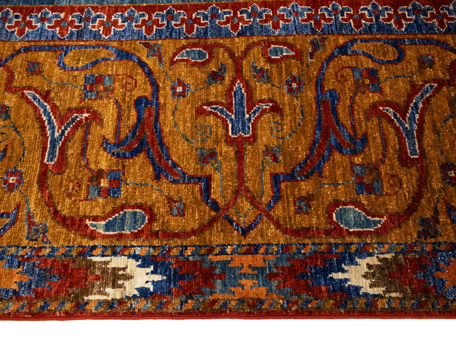 Blue Geometric Tribal 8'2X11'6 Afghan Oriental Rug - 9