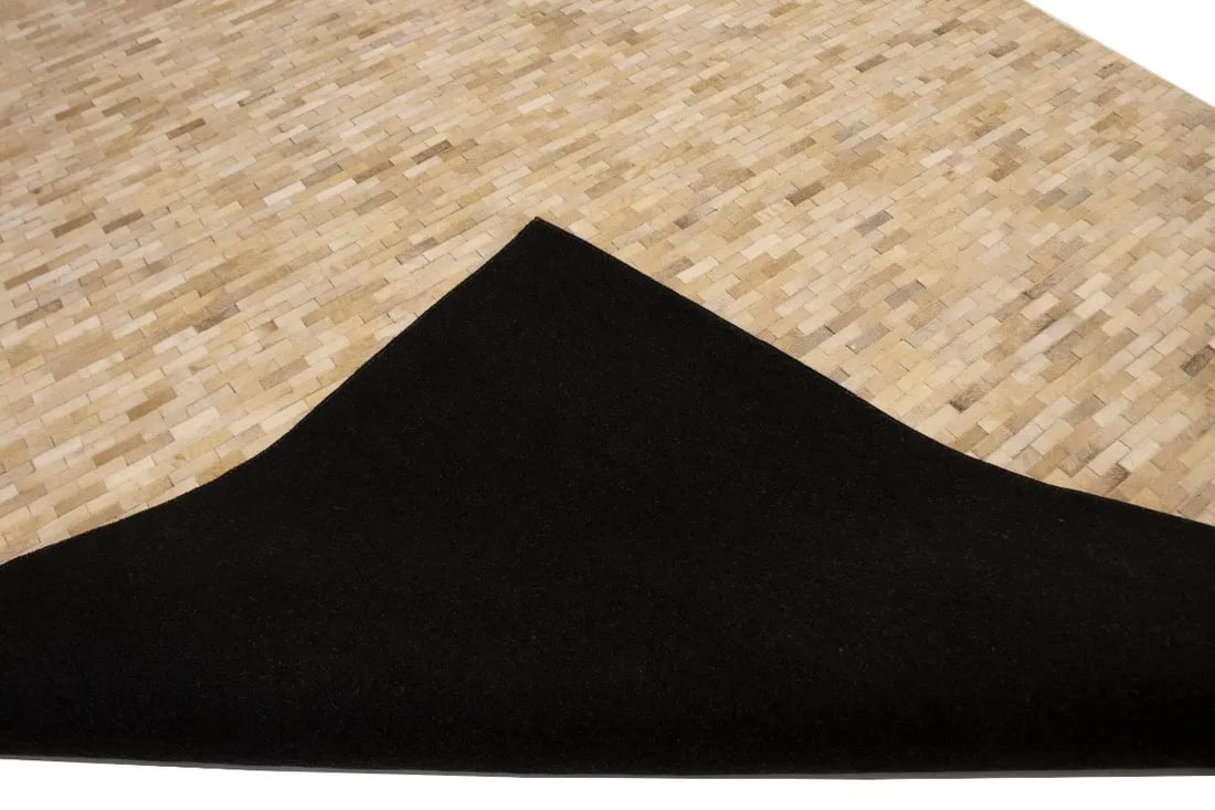 Beige Cream Cowhide 8X10 Modern Leather Rug - 16