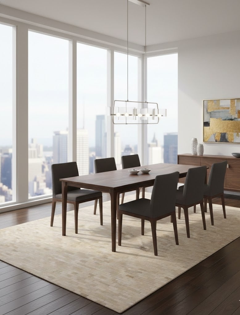 Beige Cream Cowhide 8X10 Modern Leather Rug - 2