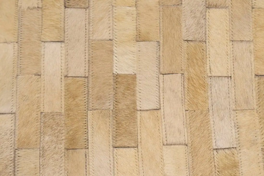 Beige Cream Cowhide 8X10 Modern Leather Rug - 8