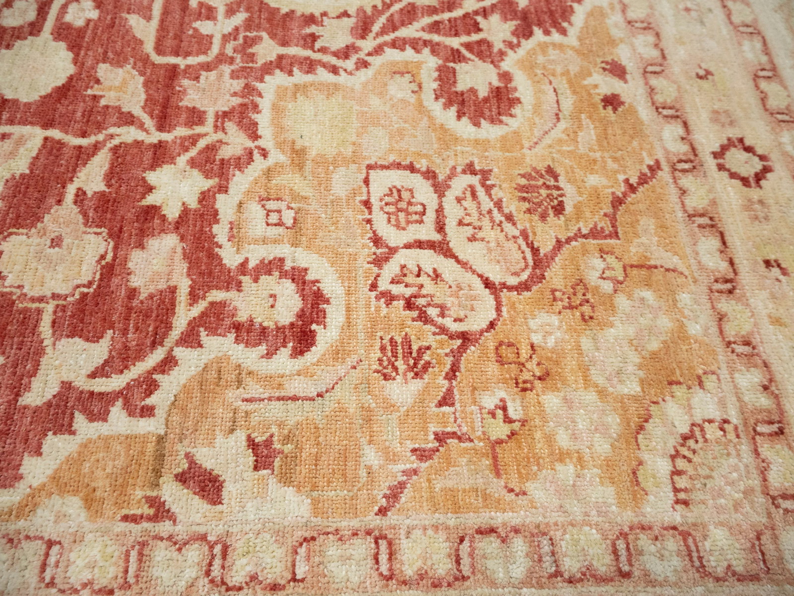 Red Floral 13X17 Oushak Peshawar Oriental Rug - 14
