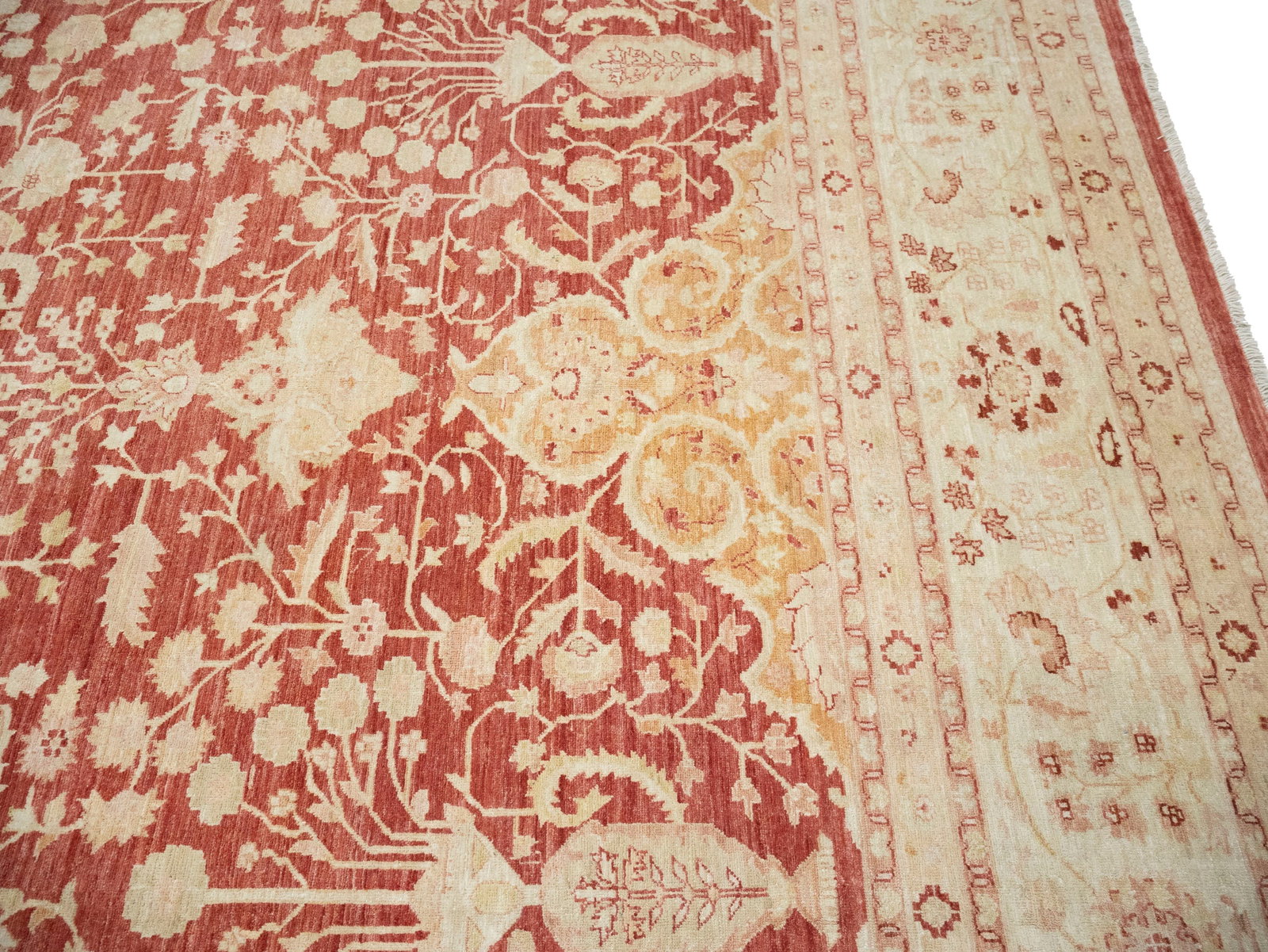 Red Floral 13X17 Oushak Peshawar Oriental Rug - 15