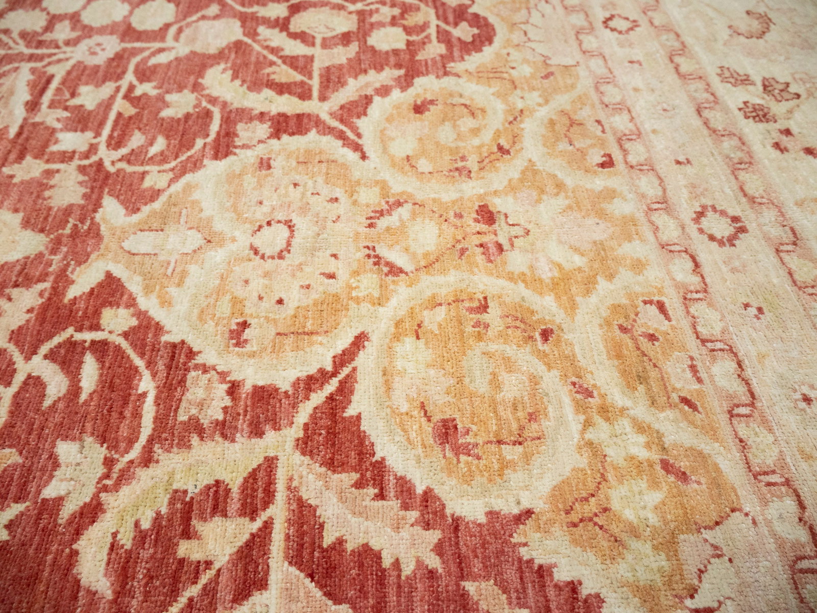 Red Floral 13X17 Oushak Peshawar Oriental Rug - 16