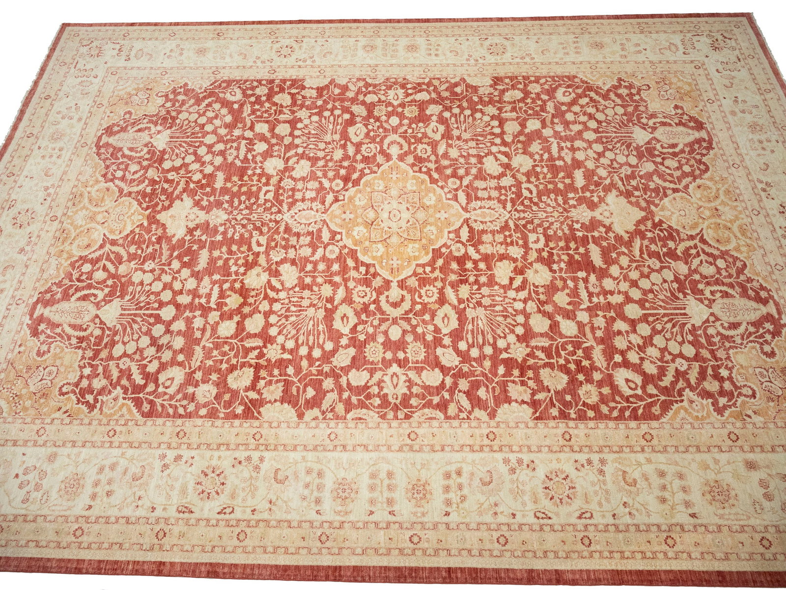 Red Floral 13X17 Oushak Peshawar Oriental Rug - 3
