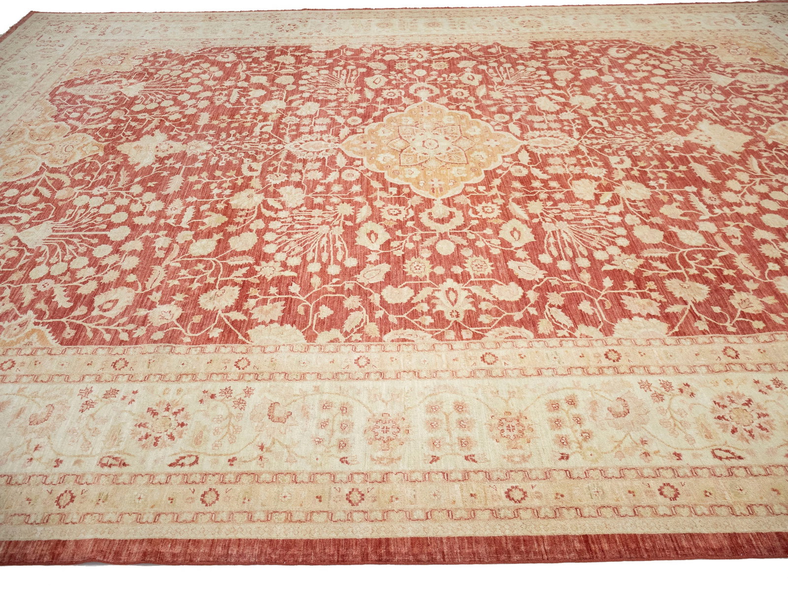 Red Floral 13X17 Oushak Peshawar Oriental Rug - 6