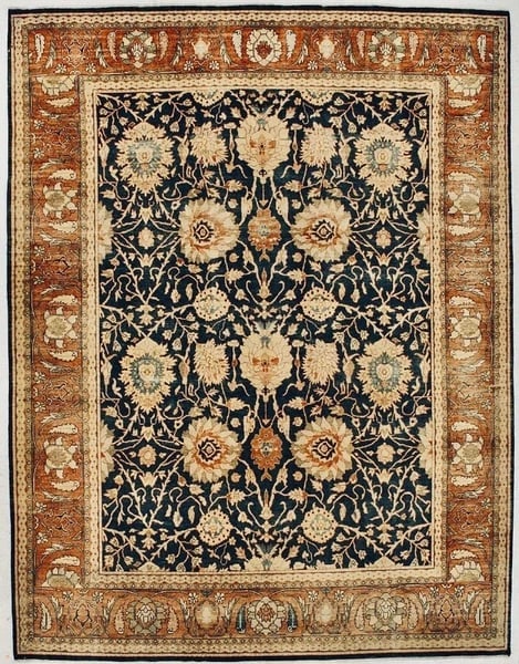 Hand Knotted Indo-Tabriz Black Oriental Area Rug Wool Carpet 12' x 18'1" - 6