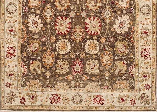 Hand Knotted Indo-Tabriz Brown Wool New Oriental Rug Carpet 7'11" x 10'4" - 2