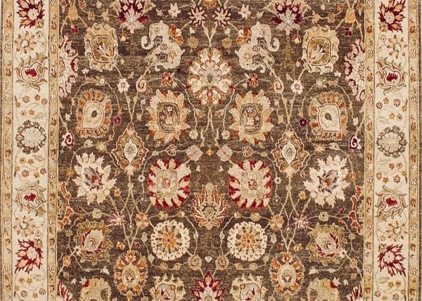 Hand Knotted Indo-Tabriz Brown Wool New Oriental Rug Carpet 7'11" x 10'4" - 3