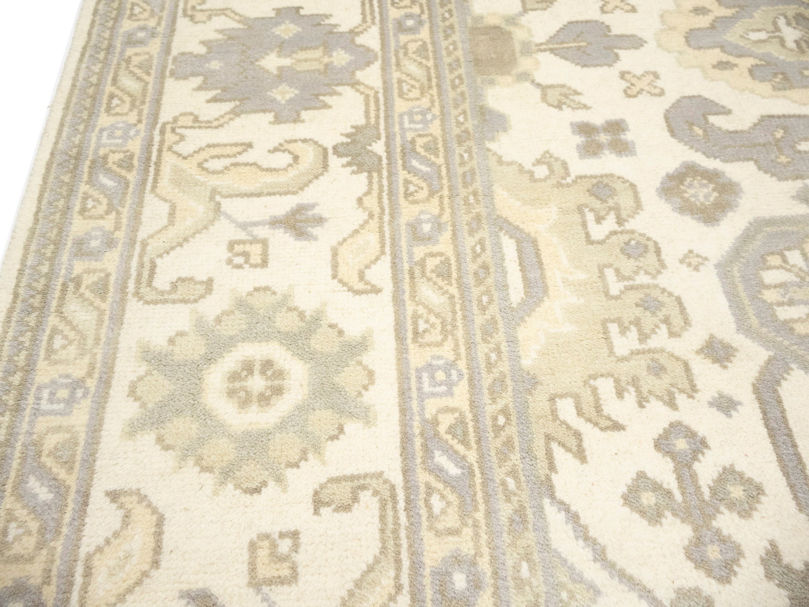Cream Floral 8X16 Oushak Chobi Oriental Rug - 16