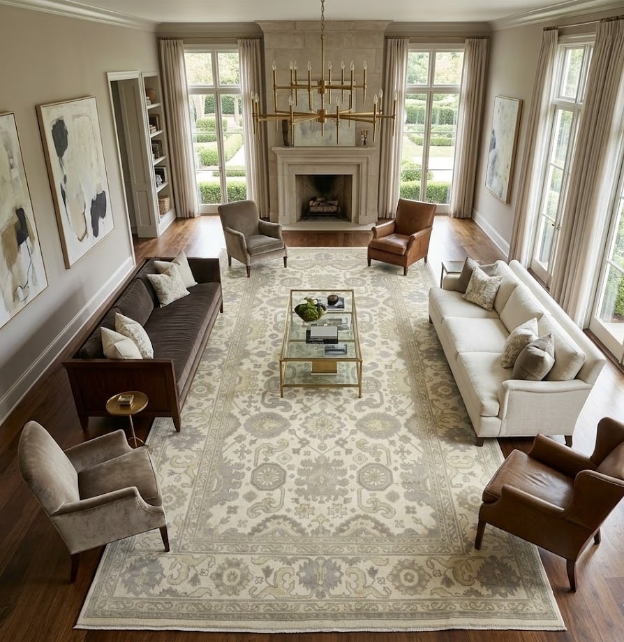 Cream Floral 8X16 Oushak Chobi Oriental Rug - 2