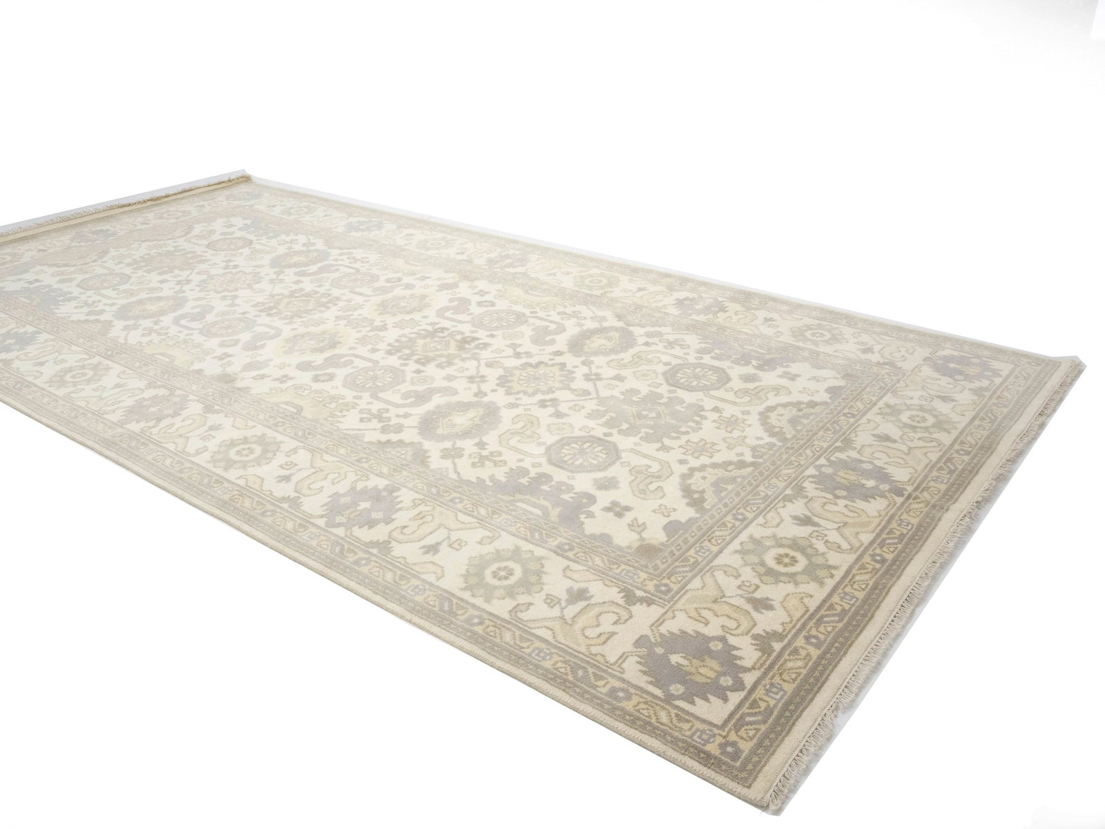 Cream Floral 8X16 Oushak Chobi Oriental Rug - 4