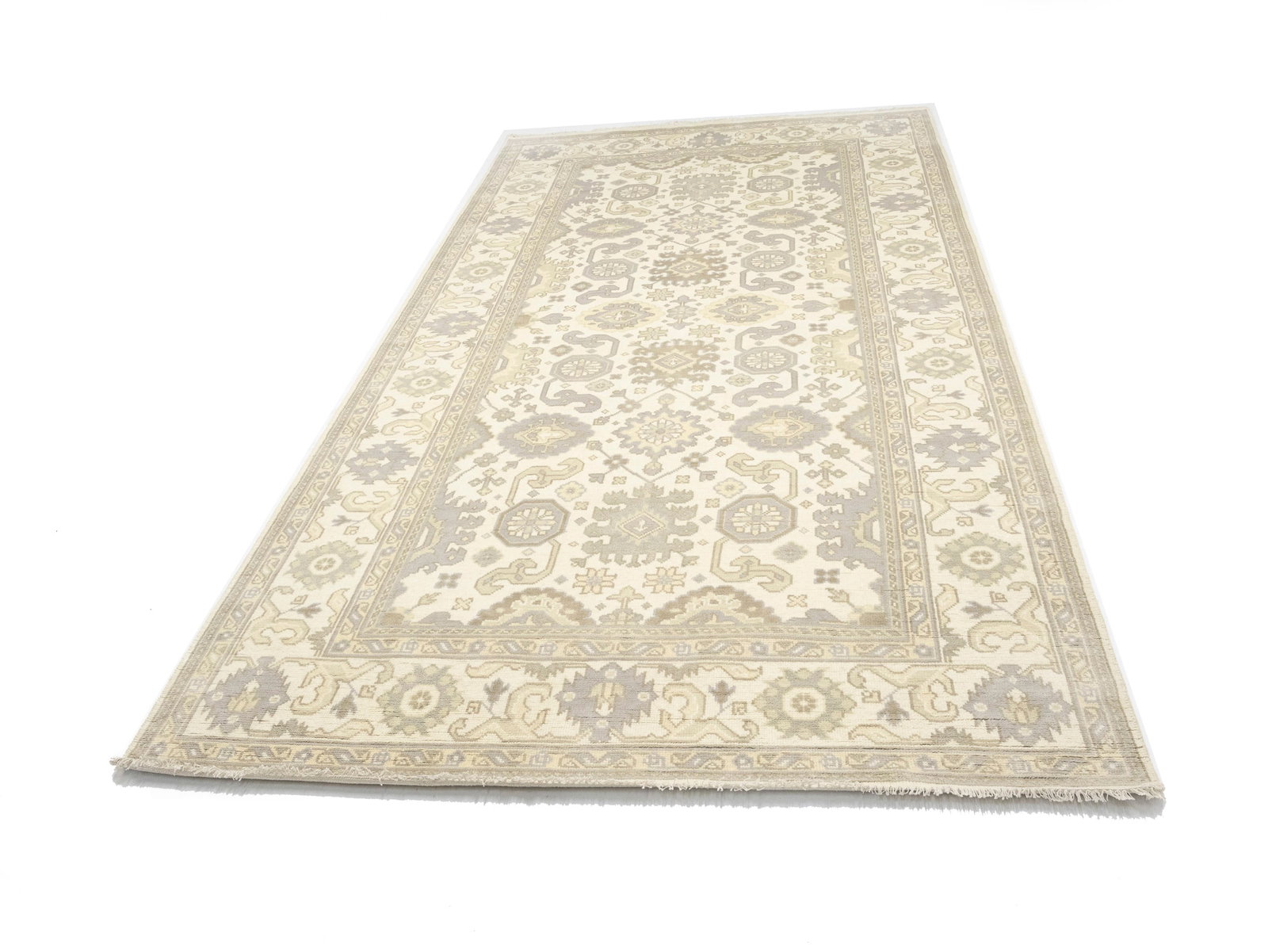 Cream Floral 8X16 Oushak Chobi Oriental Rug - 5