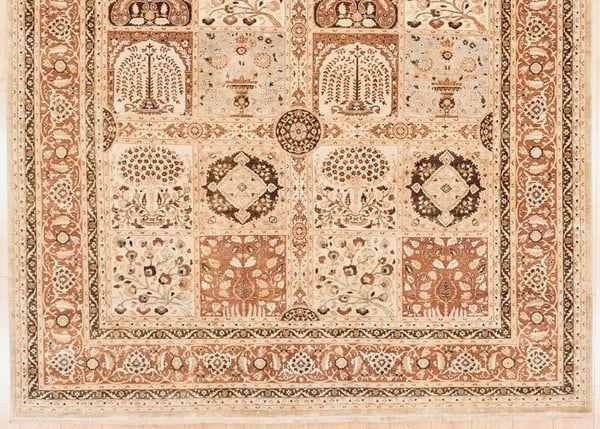 Hand Knotted Indo-Tabriz Ivory Terracotta Oriental Area Rug Carpet 9' x 11'9" - 2