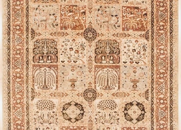 Hand Knotted Indo-Tabriz Ivory Terracotta Oriental Area Rug Carpet 9' x 11'9" - 3