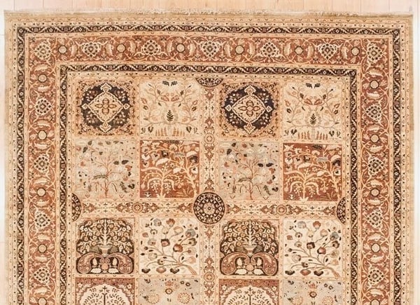 Hand Knotted Indo-Tabriz Ivory Terracotta Oriental Area Rug Carpet 9' x 11'9" - 4