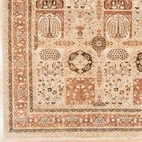 Hand Knotted Indo-Tabriz Ivory Terracotta Oriental Area Rug Carpet 9' x 11'9" - 5