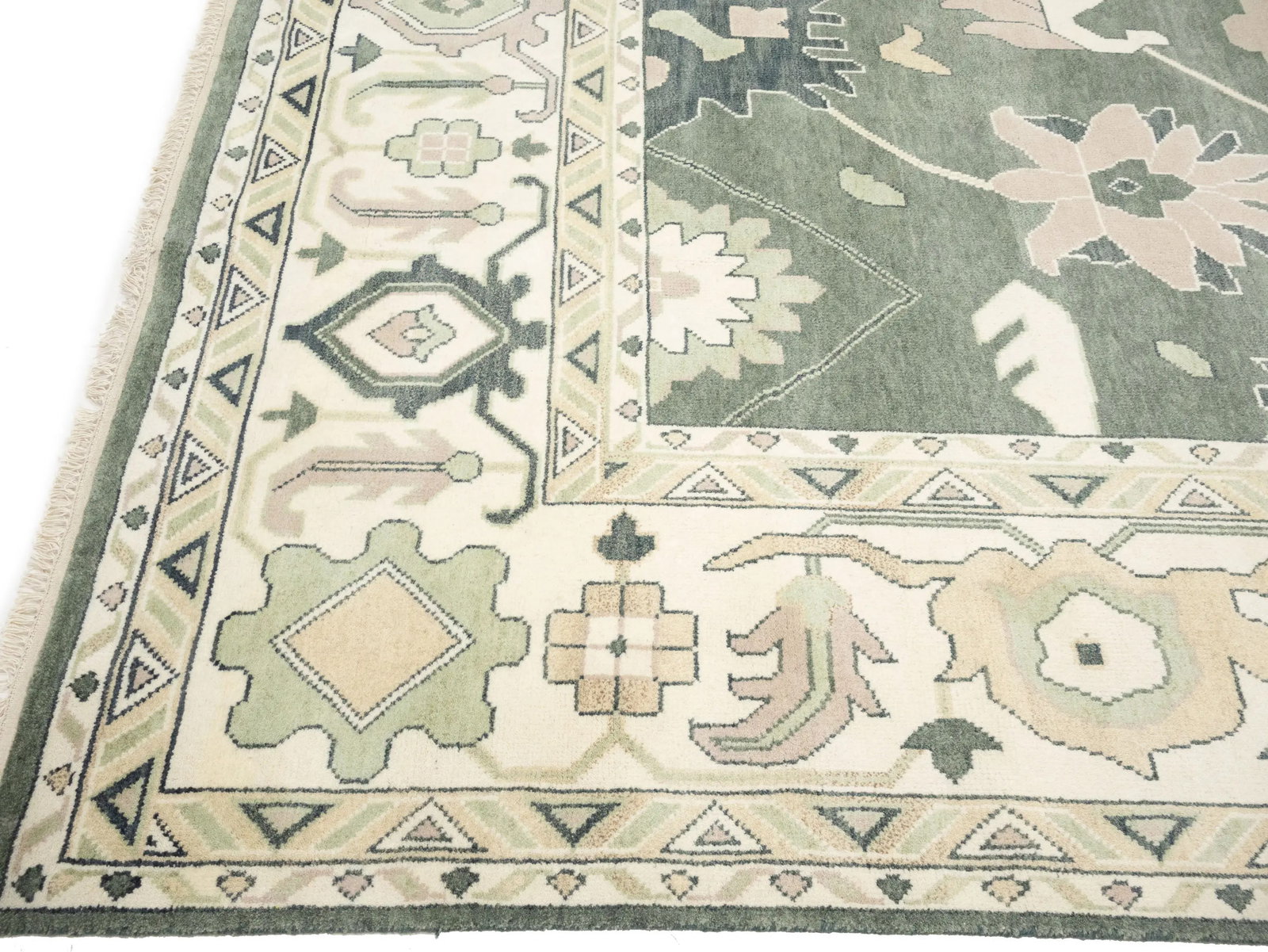 Muted Cream Floral Transitional 12X18 Oushak Chobi Oriental Rug - 11