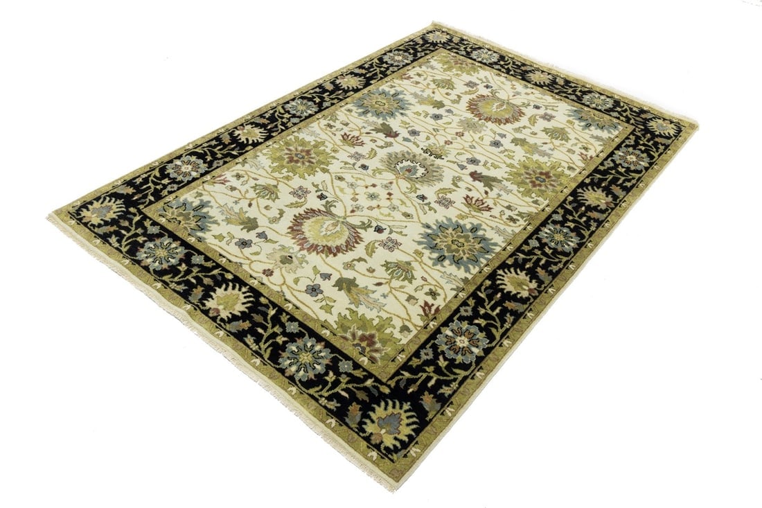 Cream Floral Osh Chobi 6X9 Peshawar Oriental Rug - 4