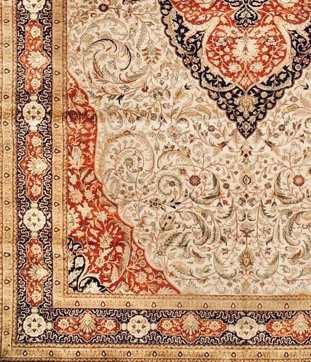 Hand-Knotted IndoPersian Ivory Wool Grand Oriental Rug Carpet 11'11" x 17'5" - 5
