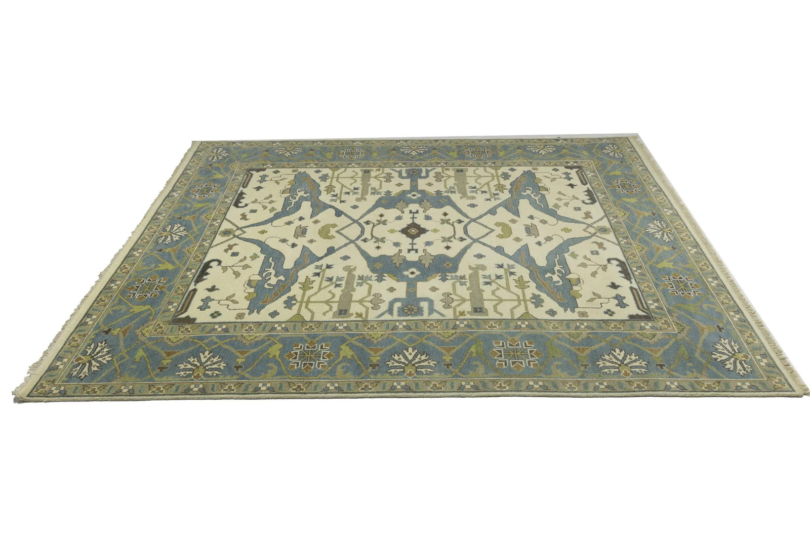 Muted Colors Floral 9X12 Oushak Oriental Rug - 6