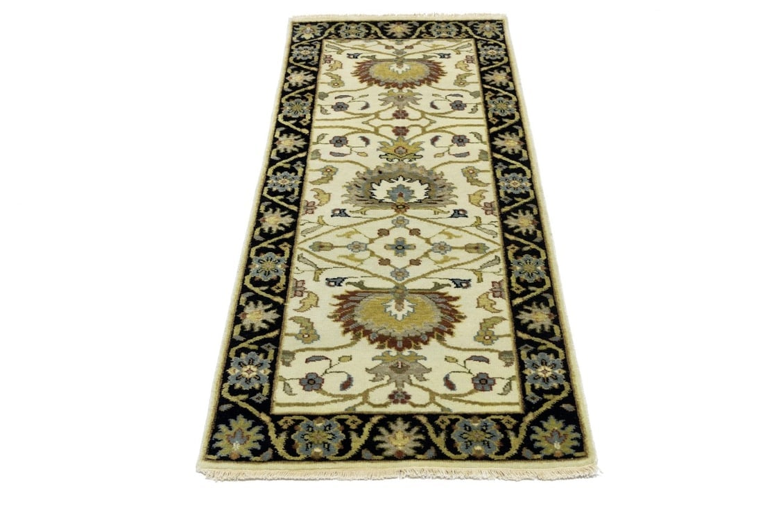 Cream Floral Osh Chobi 2'5X6 Peshawar Oriental Rug - 3