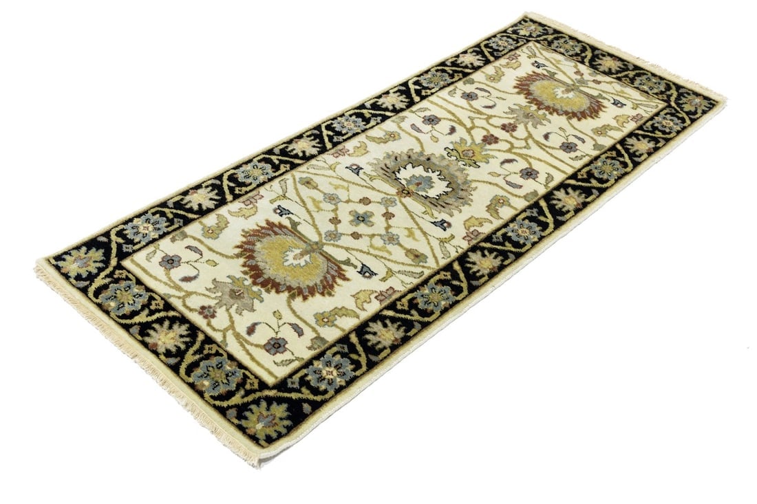 Cream Floral Osh Chobi 2'5X6 Peshawar Oriental Rug - 4