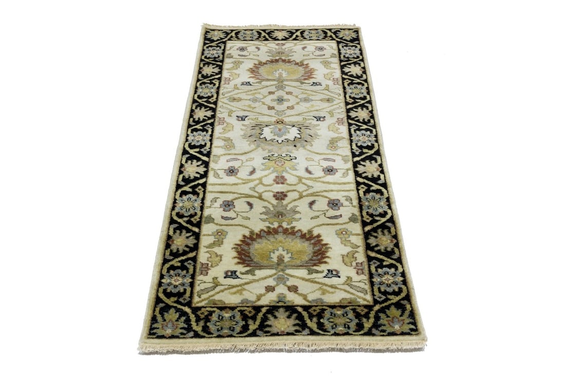Cream Floral Osh Chobi 2'5X6 Peshawar Oriental Rug - 5