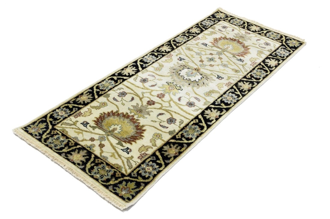 Cream Floral Osh Chobi 2'5X6 Peshawar Oriental Rug - 6