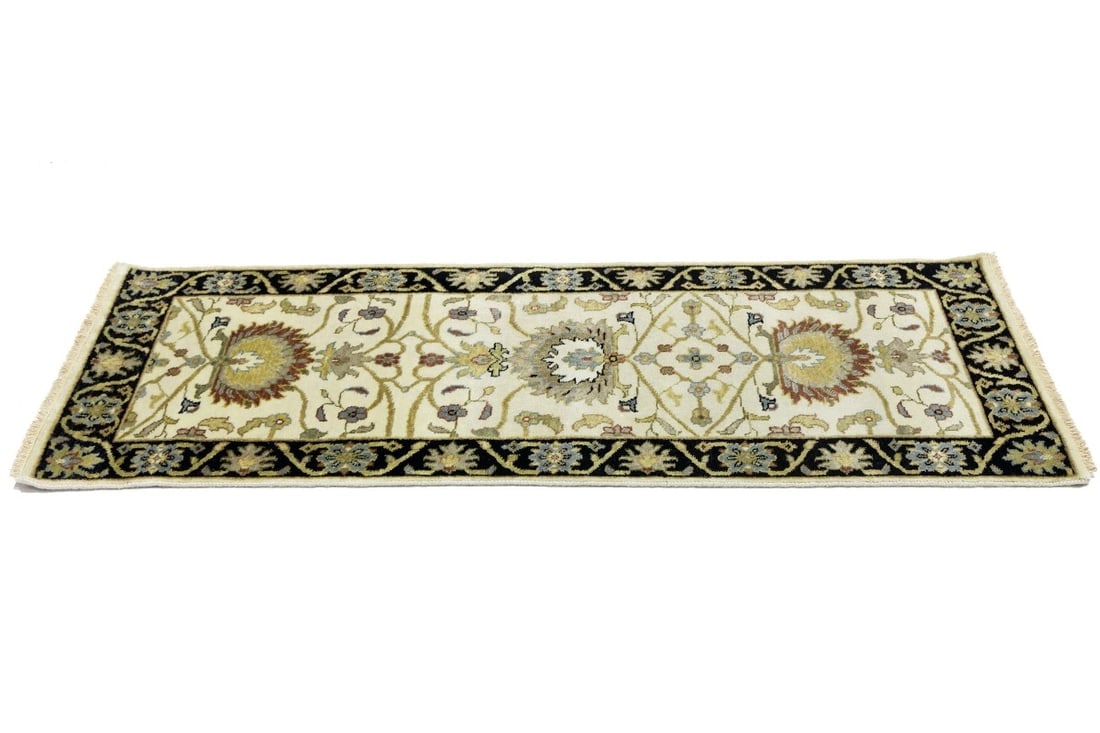 Cream Floral Osh Chobi 2'5X6 Peshawar Oriental Rug - 7