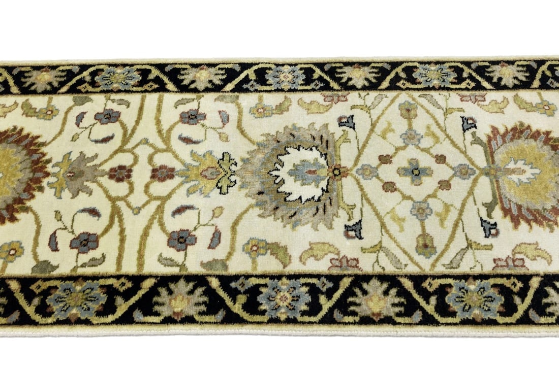 Cream Floral Osh Chobi 2'5X6 Peshawar Oriental Rug - 8