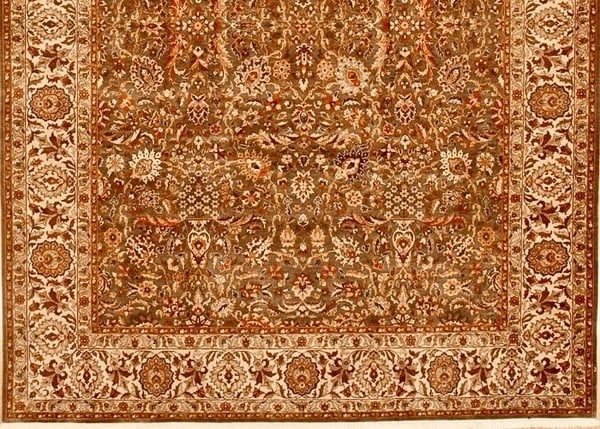 Hand Knotted Indo-Tabriz Rug 8'9"x11'8" Green Wool Oriental Carpet New - 2
