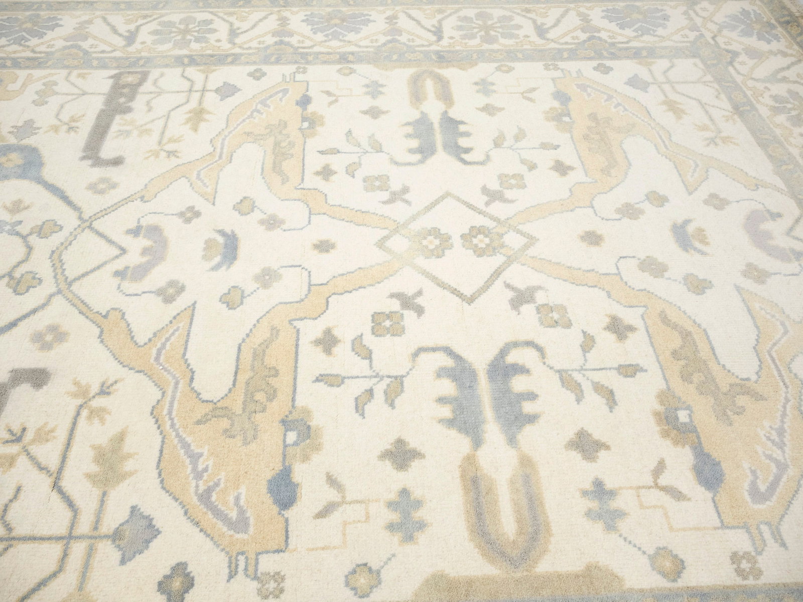 Cream Floral 8X16 Oushak Oriental Rug - 11