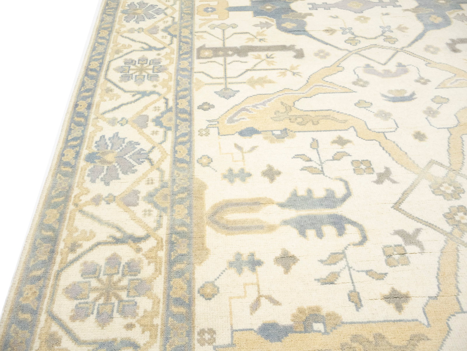 Cream Floral 8X16 Oushak Oriental Rug - 13