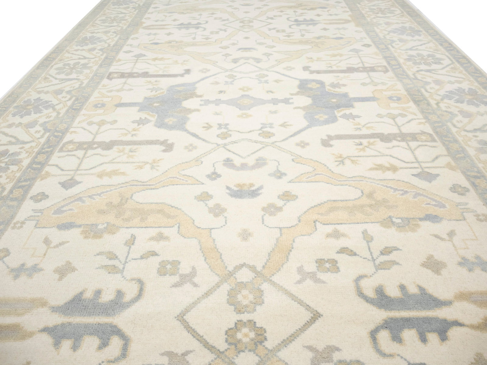 Cream Floral 8X16 Oushak Oriental Rug - 15