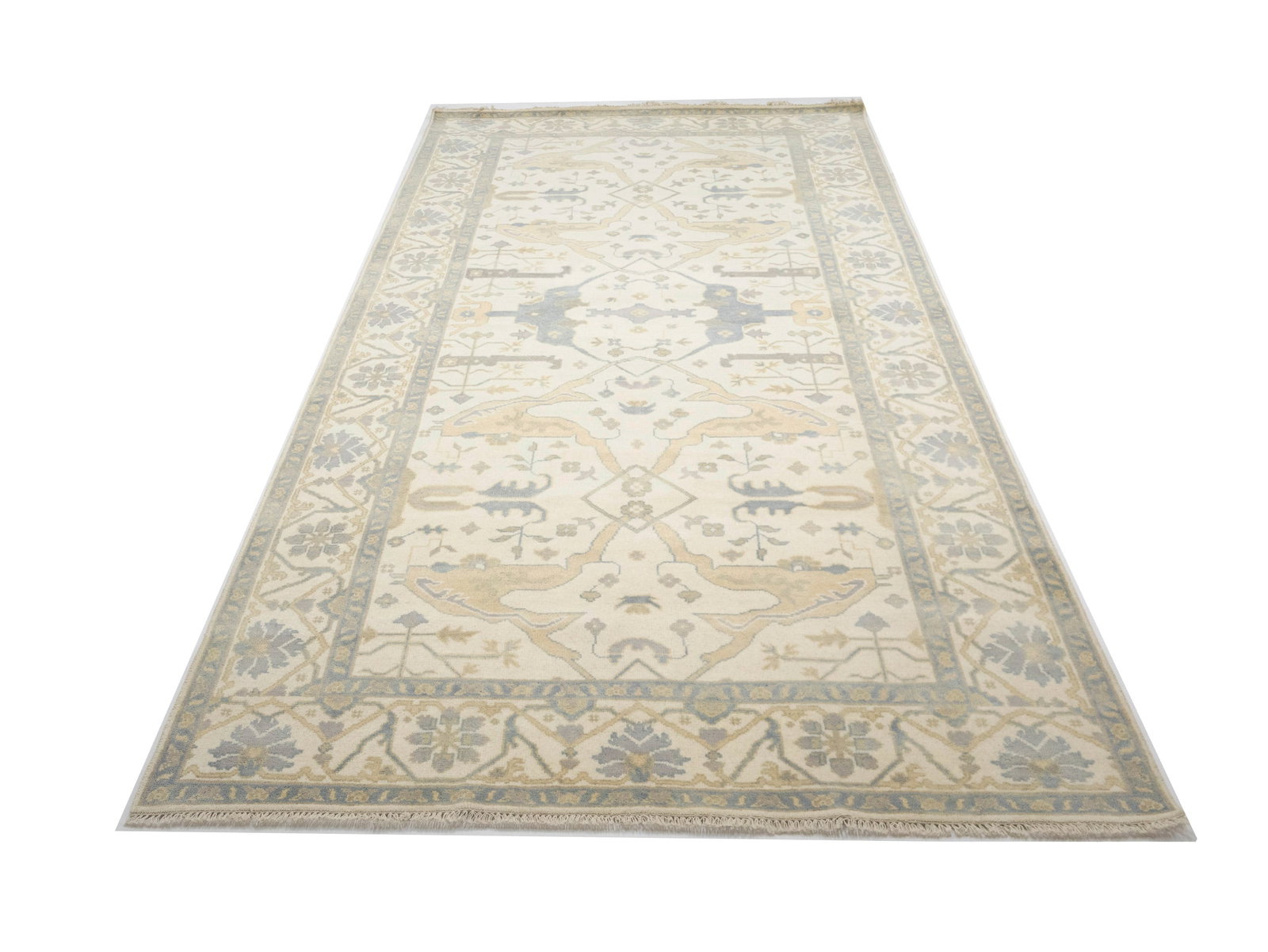Cream Floral 8X16 Oushak Oriental Rug - 3