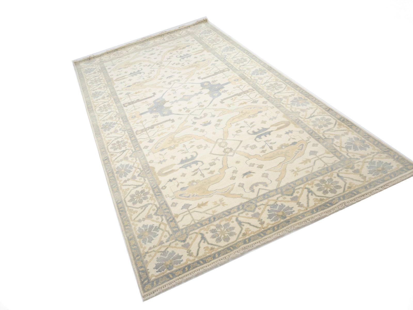 Cream Floral 8X16 Oushak Oriental Rug - 4