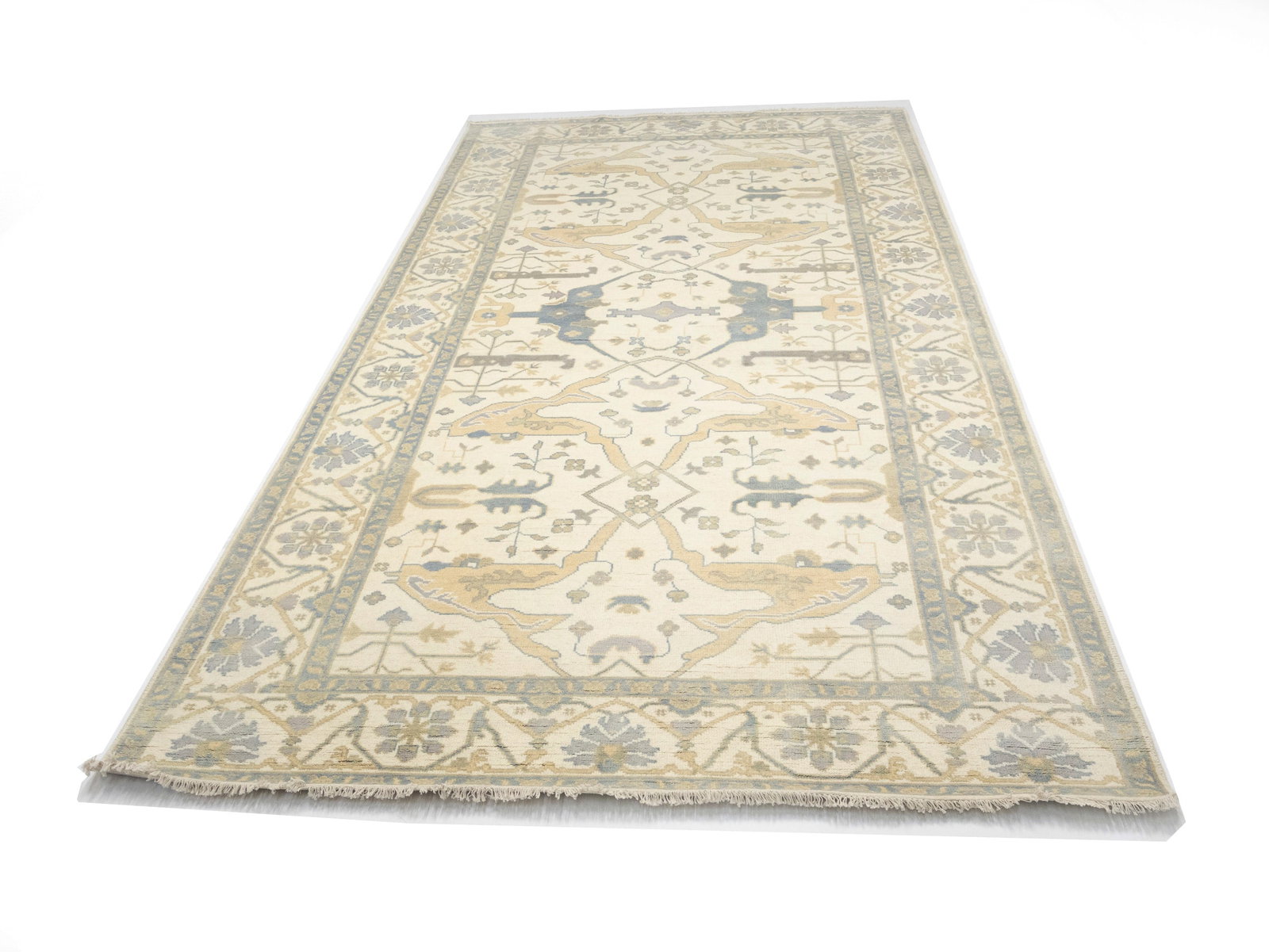 Cream Floral 8X16 Oushak Oriental Rug - 5