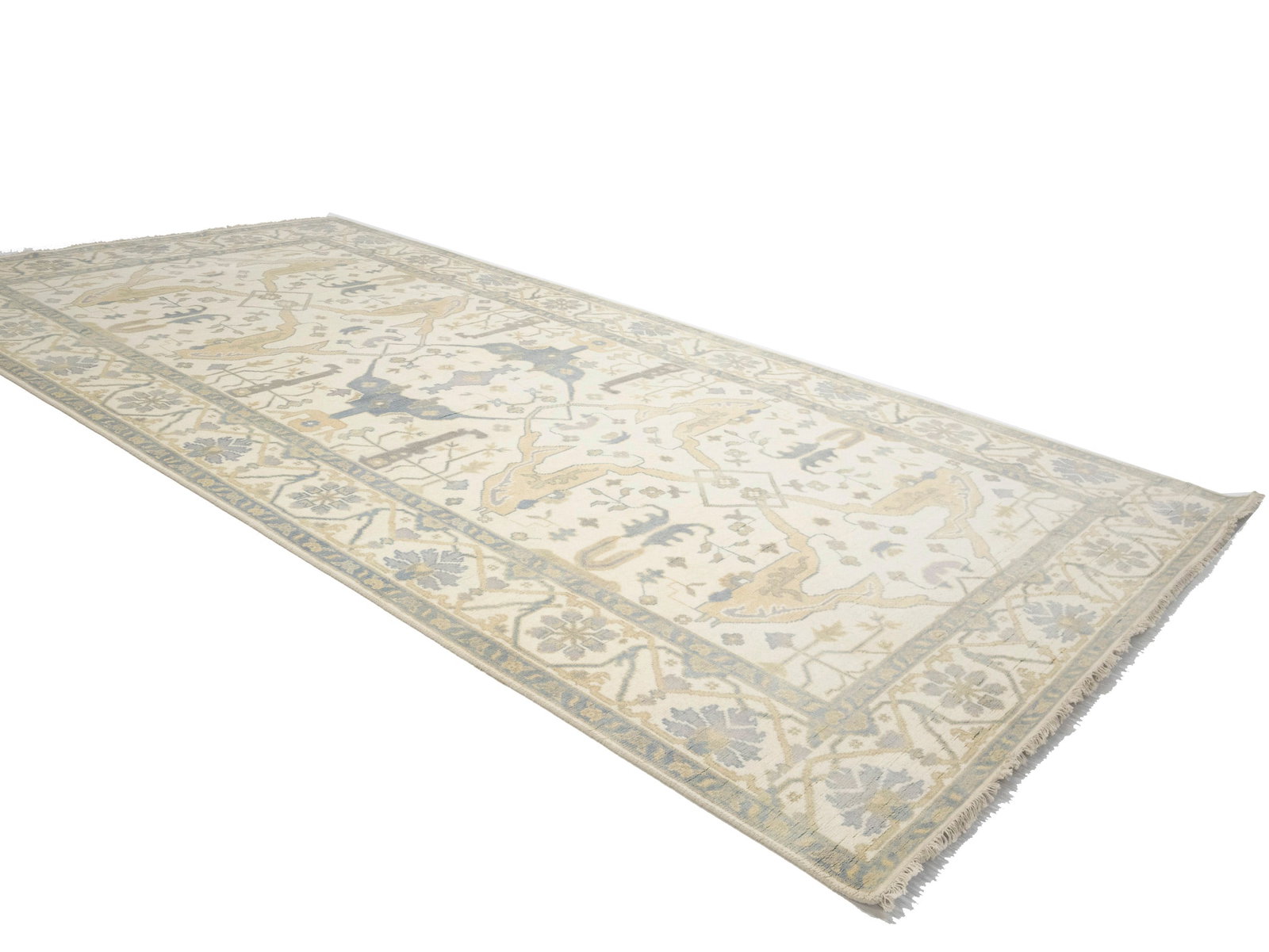 Cream Floral 8X16 Oushak Oriental Rug - 6