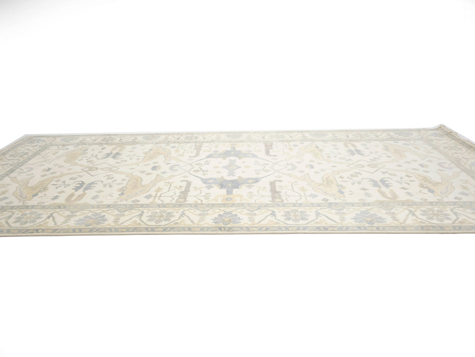 Cream Floral 8X16 Oushak Oriental Rug - 7