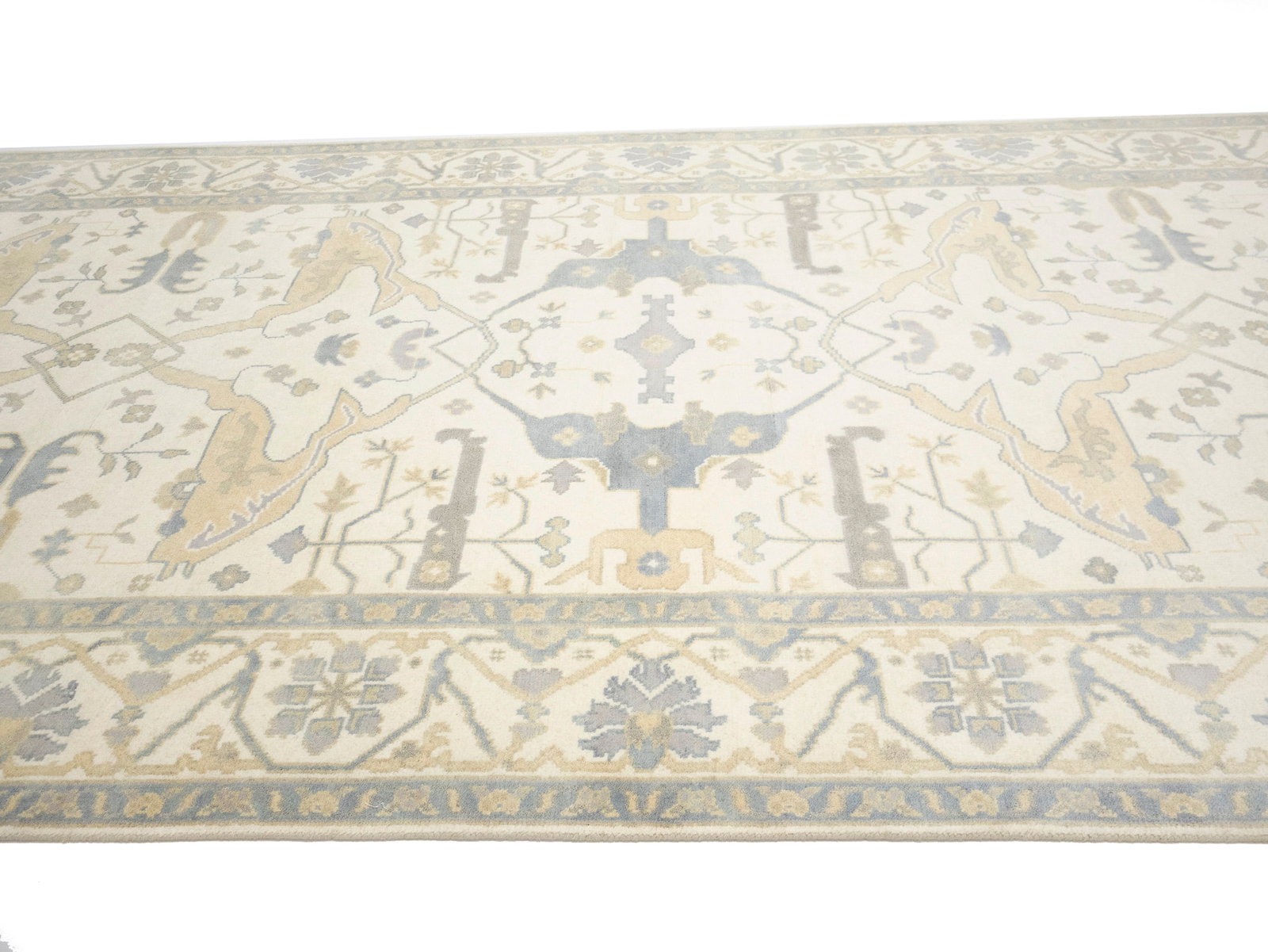 Cream Floral 8X16 Oushak Oriental Rug - 8