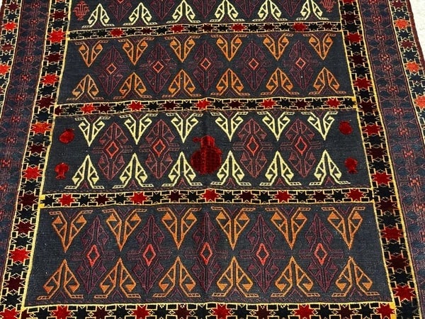 Hand-Knotted Soumak Kilim Flatweave Tribal Wool Oriental Area Rug 4'5" x 6'9" - 3