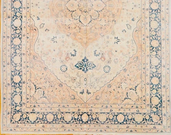 Hand Knotted Indo-Tabriz Ivory Wool Oriental Area Rug Carpet 10'9" x 16'2" - 2
