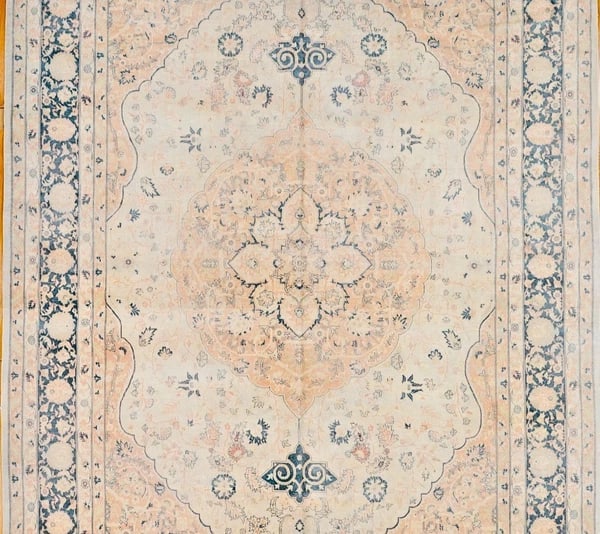 Hand Knotted Indo-Tabriz Ivory Wool Oriental Area Rug Carpet 10'9" x 16'2" - 3