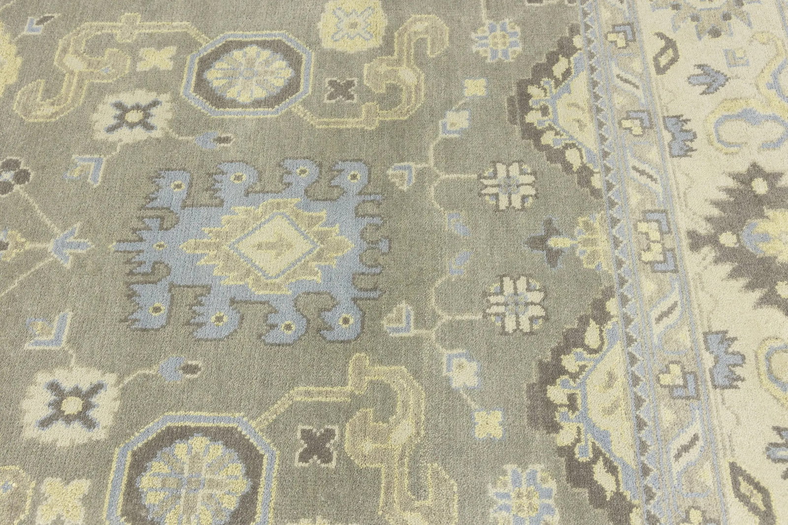 Brownish Gray Floral 9X12 Oushak Chobi Oriental Rug - 15