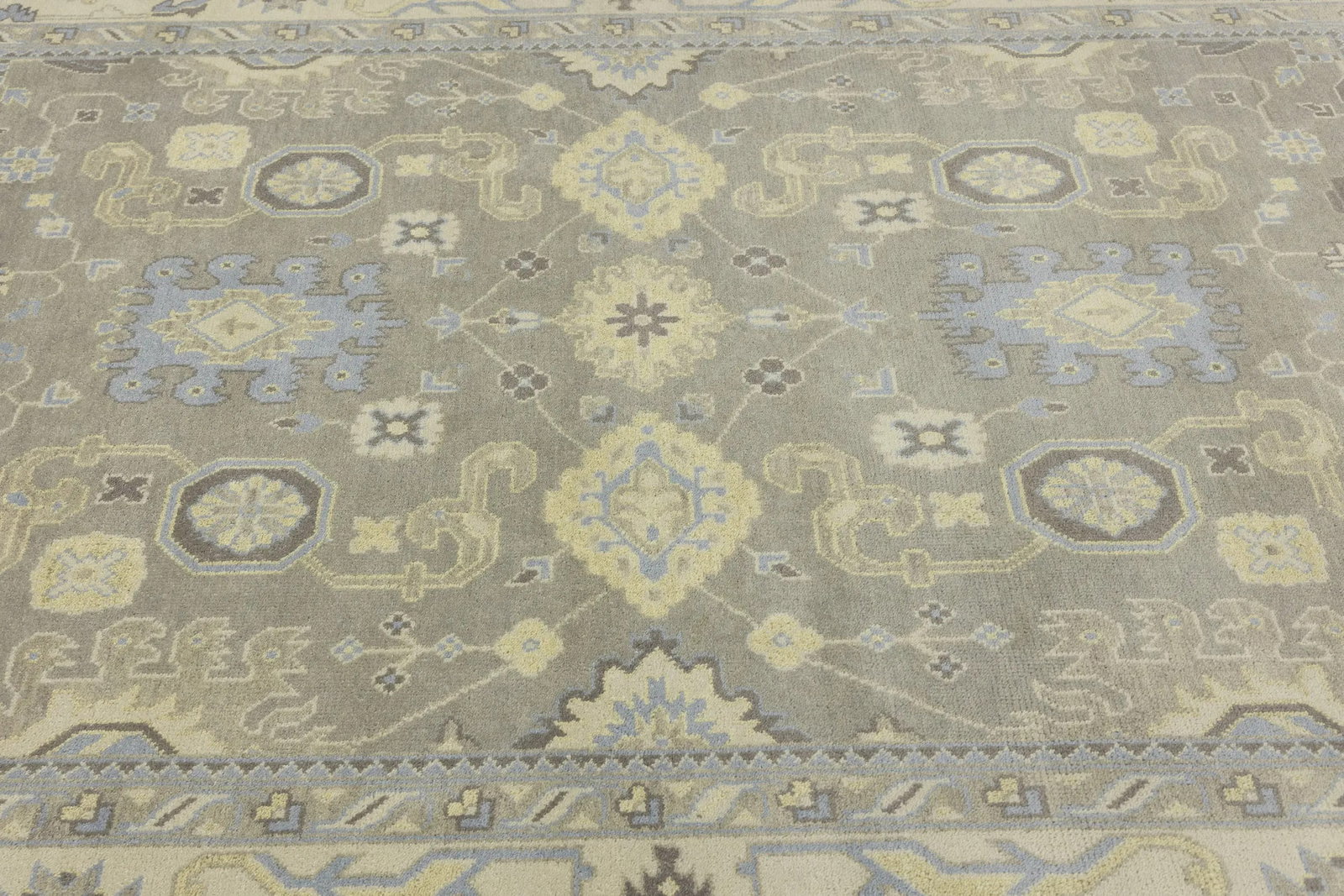 Brownish Gray Floral 9X12 Oushak Chobi Oriental Rug - 7