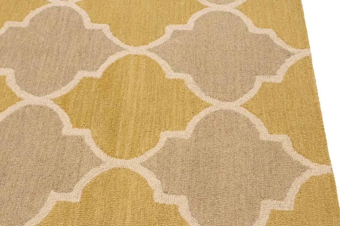 Beige & Gold Trellis 5X8 Hand-Tufted Modern Rug - 10
