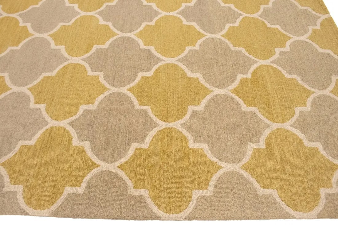 Beige & Gold Trellis 5X8 Hand-Tufted Modern Rug - 11