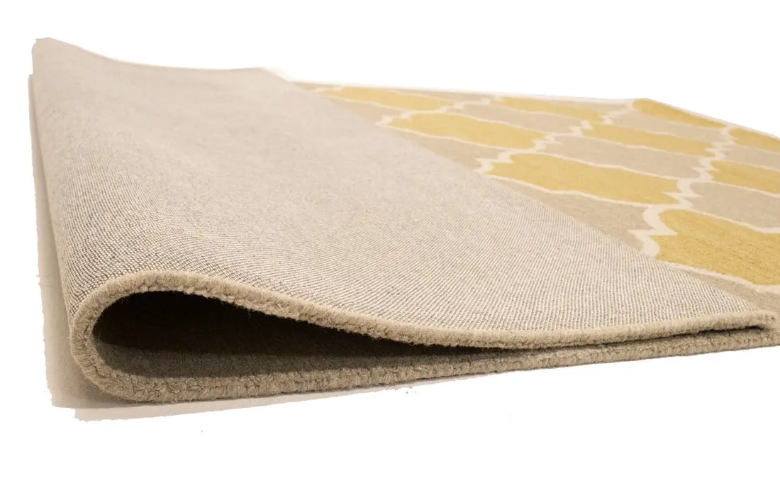 Beige & Gold Trellis 5X8 Hand-Tufted Modern Rug - 13
