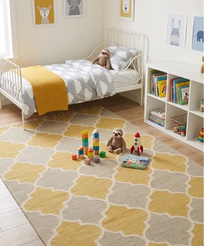 Beige & Gold Trellis 5X8 Hand-Tufted Modern Rug - 2