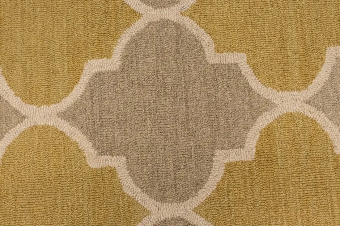 Beige & Gold Trellis 5X8 Hand-Tufted Modern Rug - 7